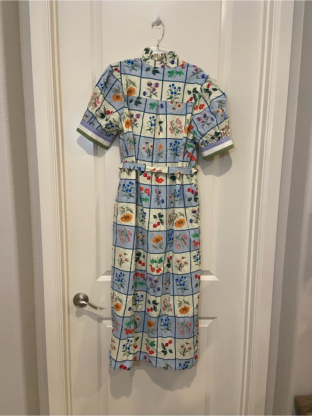 entro Light Blue Floral Grid Midi Dress - Picture 5 of 7